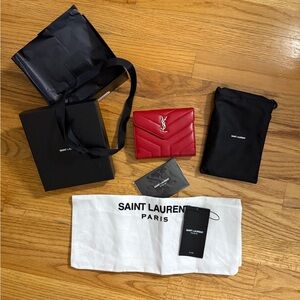 Red YSL Leather Wallet